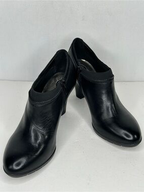 Anne Klein Dalayne Black Leather Ankle Shooties Zipper Witchy Professional Sz 6